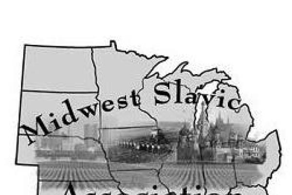 logo of Midwesst Slavic Association, which is a map of the midwest