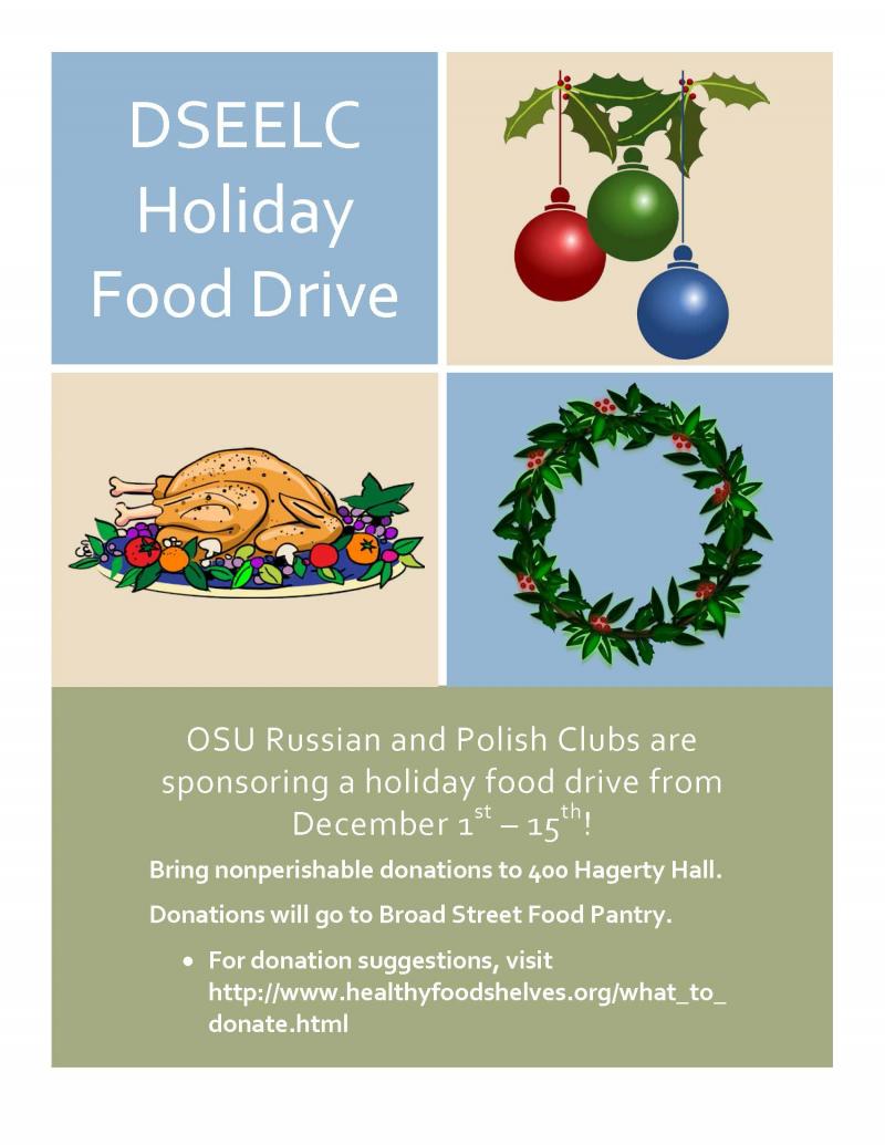 Dseelc Holiday Food Drive Department Of Slavic And East European