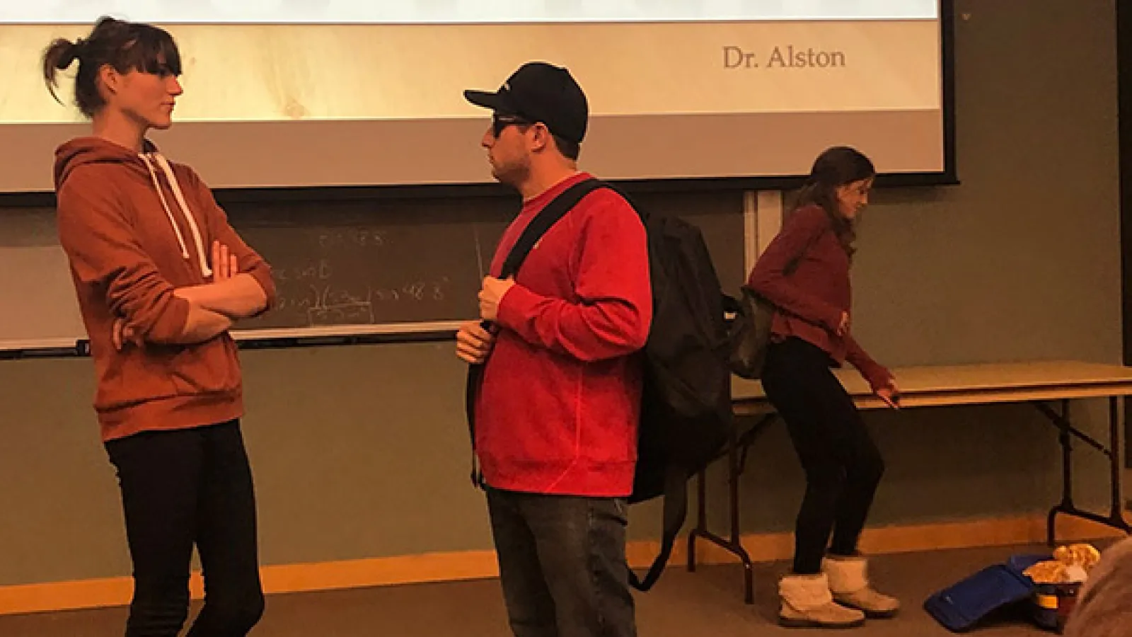 Ray Alston's Russian 1103 class performs a skit about sneaking cats in your luggage
