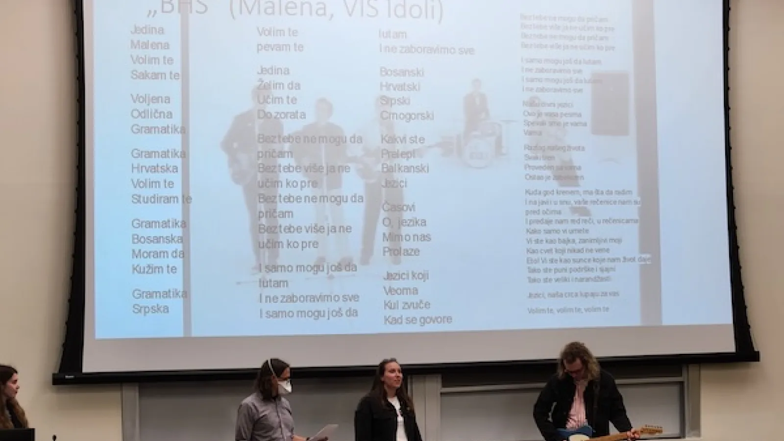 picture of the performance of a Bosnian-Serbian-Croatian song by Dr. Boyd and his students