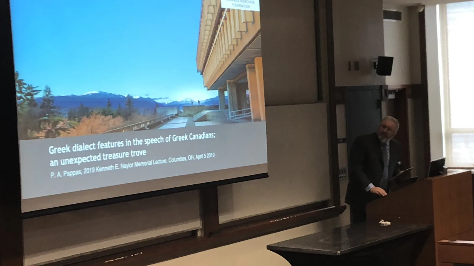 Dr. Panayiotis Pappas Presents the 22nd Naylor Lecture: "Greek Dialect Features in the Speech of Greek Canadians: An Unexpected Treasure Trove"