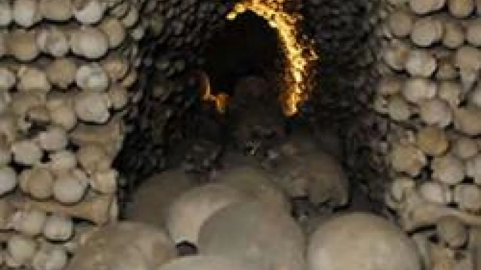 photo of skulls in an underground crypt