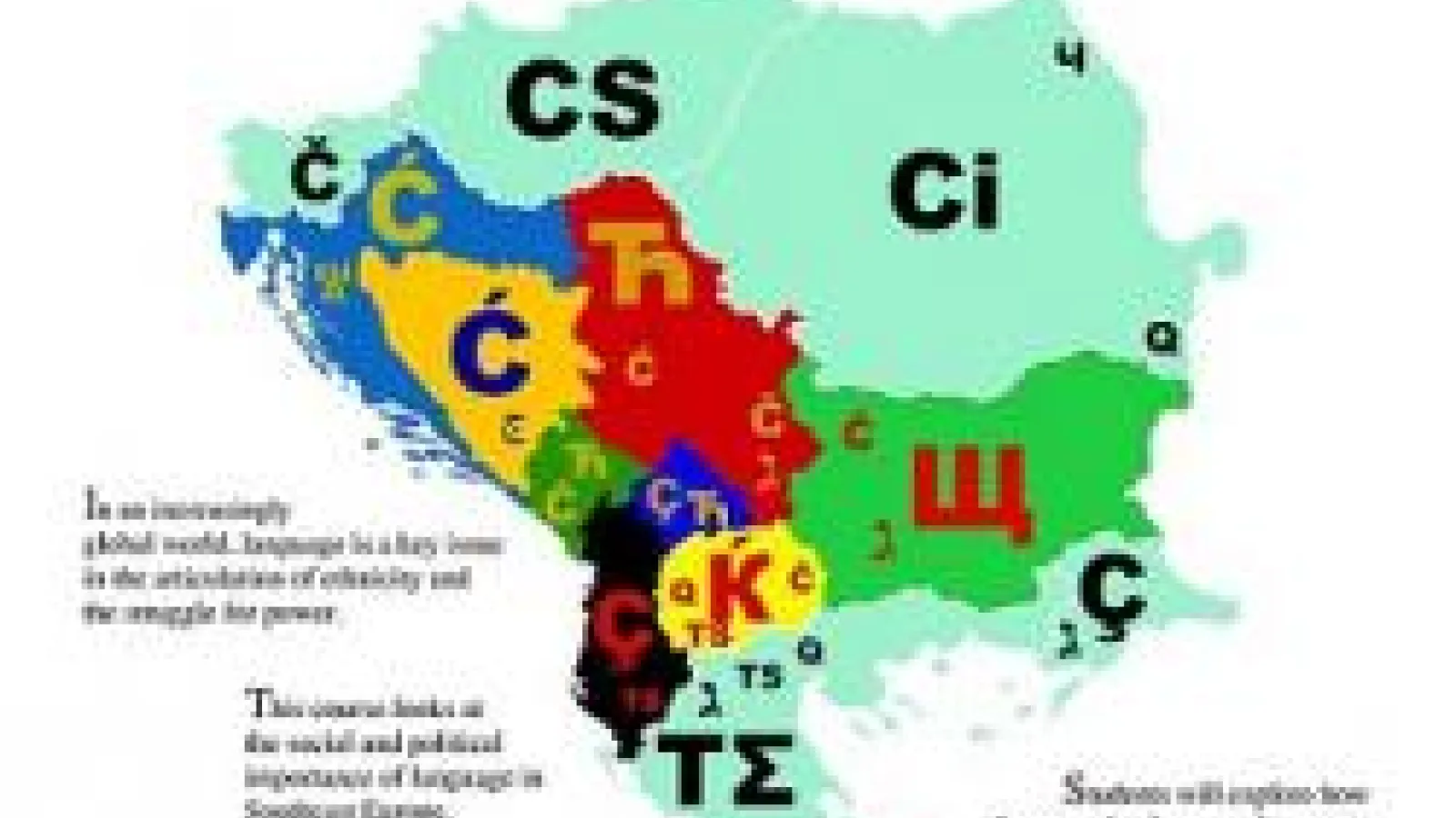 map of the balkans with letters that make the "ch" sound