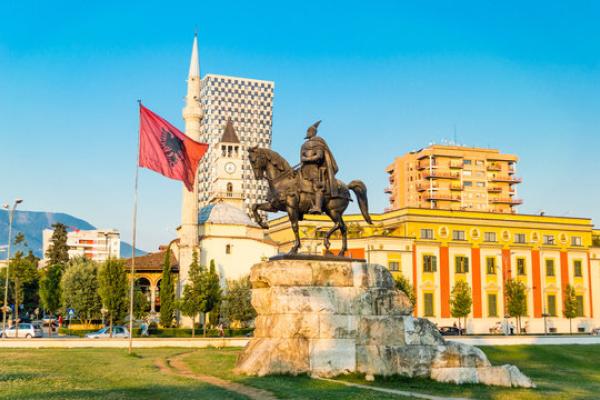 horse statue in Tirana