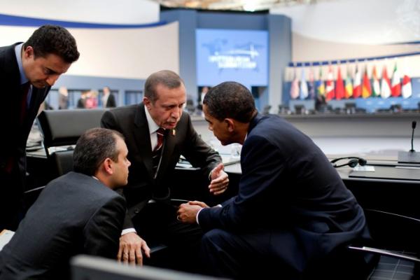 President Barack Obama talks with Turkish Prime Minister Recep Tayyip Erdogan following the G-20 Summit afternoon session in Pittsburgh, Pa., Sept. 25, 2009. Official White House Photo by Pete Souza President Barack Obama talks with Turkish Prime Minister Recep Tayyip Erdogan following the G-20 Summit afternoon session in Pittsburgh, Pa., Sept. 25, 2009.