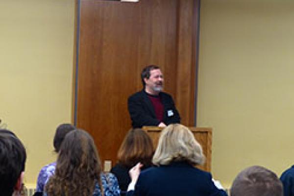 Dr. Brian Baer welcomes participants to the 2016 Undergraduate Olympiada of Spoken Russian