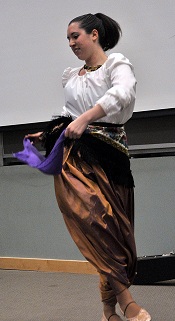 A student performs a dance at the quarterly talent show