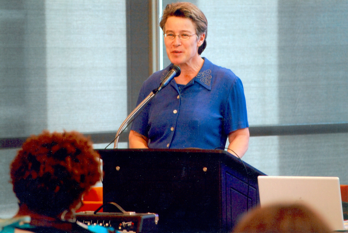 Catherine Rudin giving the Naylor Lecture in 2012